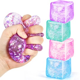 UGYWI Squishy Fidget Toys for Kids & Adults: 4 Pack Cube Sensory Squeeze Toy - Large Size 2.16'', Stress Anxiety Relief Balls, Gifts for Girls Boys Teens Party Favors, Toys for Ages 6 7 8 12 Years Old