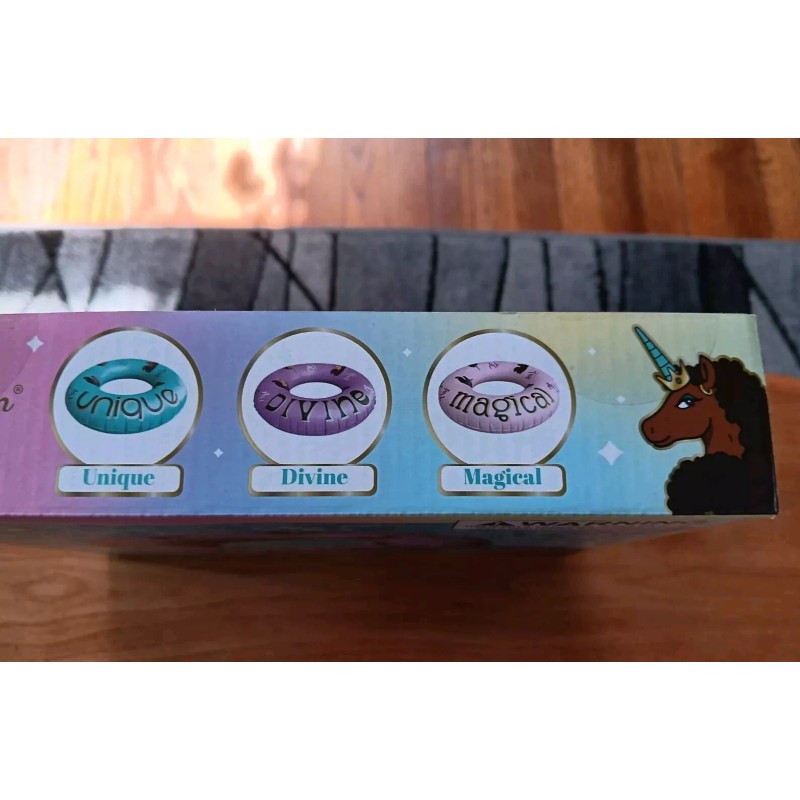 Afro Unicorn "Divine" Inflatable Pool Swim Ring Float 39” Purple