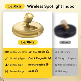 Rechargeable Battery LED Spotlight Indoor: Wireless Mini Art Accent Spot Lights with Timer Remote - Small Dimmable Uplight for Plants Display Painting Dartboard Artwork Portrait Closet (2 pack-gold)