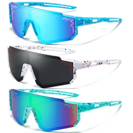 Rycrosdy 1/2/3 pcs Youth Baseball Glasses Boys Girls UV400 Kids Teen Softball Sunglasses Child Young Men Women Bike Football Eyewear - NY5-NY6-NY7