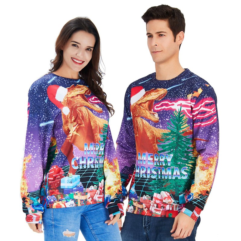 ALISISTER Ugly Christmas Jumper 3D Printed Christmas Jumper Long Sleeve
