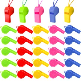 JLNGTHONG Pack of 100 Plastic Whistles Children, 5 Colours Whistle Sports Whistles with Lanyard, Colourful Whistle, Plastic Referee Whistle, for School Sports, Football, Dog Training, Sports Lessons