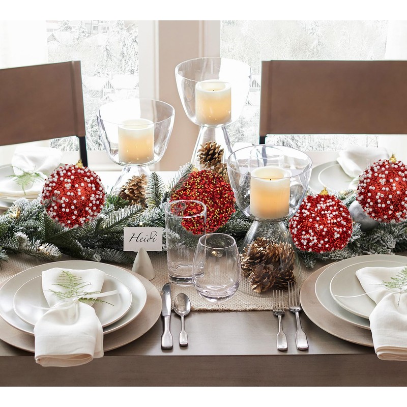 Hollyone 3.14" Red Christmas Ornaments 12 Pcs Xmas Balls Christmas