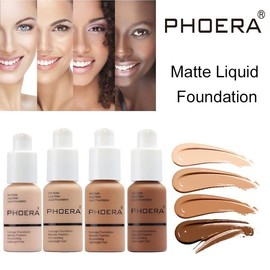 2 Pack PHOERA Foundation 103# Warm Peach and 104# Buff Beige, Flawless Soft Matte Liquid Foundation,24 HR Full Coverage Mattle Oil-Control Foundation Makeup.