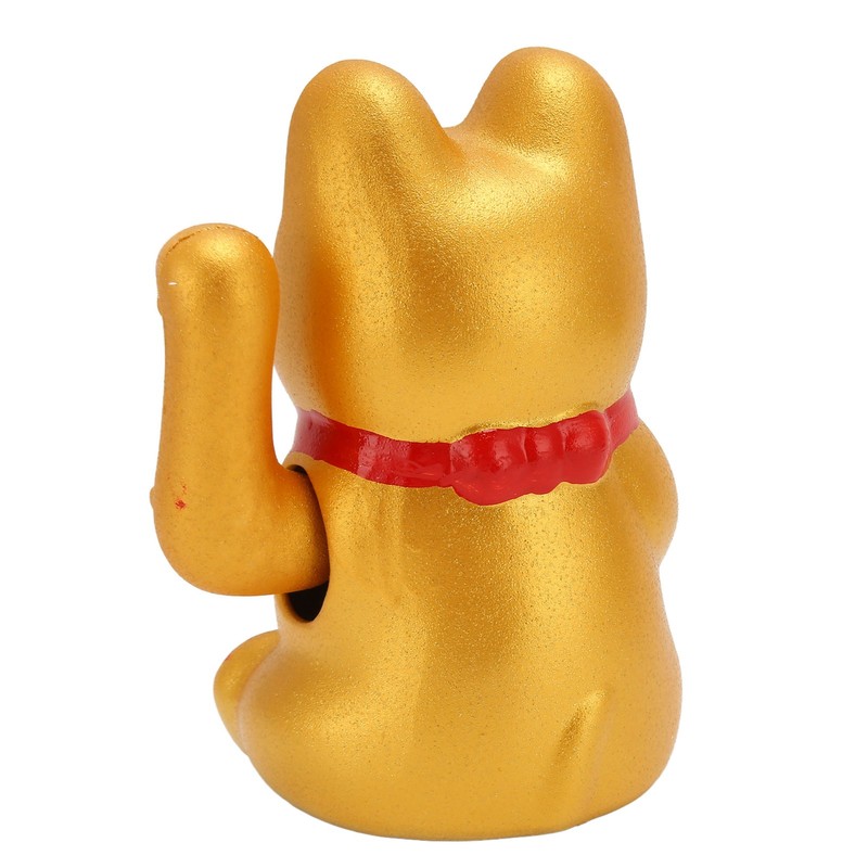 Golden Battery Powered Fortune Cat Waving Hand Good Luck Colorfast