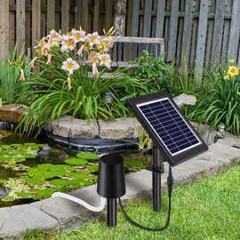 4W Solar Air Pump for Fish Pond, 9.5 GPH, 10 ft Cable, 8.2 ft Hose, 3 Working Level, 7” x 5.8 “ Solar Panel, Solar Powered Oxygenator Aerator for Outdoor koi Pond, Backyard Hydroponic, Decoration