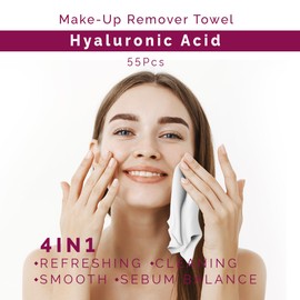 ZIPY Makeup Remover Cleansing Wet Wipes - Face Wipes - Hyaluronic Acid Formula - Pack of 55 (19 x 16 cm)