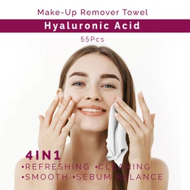 ZIPY Makeup Remover Cleansing Wet Wipes - Face Wipes - Hyaluronic Acid Formula - Pack of 55 (19 x 16 cm)