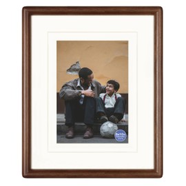 XKIILH 8x10 Picture Frame Walnut Solid Wood with Real Glass Vertical Horizontal Standing Display Photo 5x7/6x8 with Mat or 8x10 without Mat for Desk Tabletop Wall Mount Gallery Frame