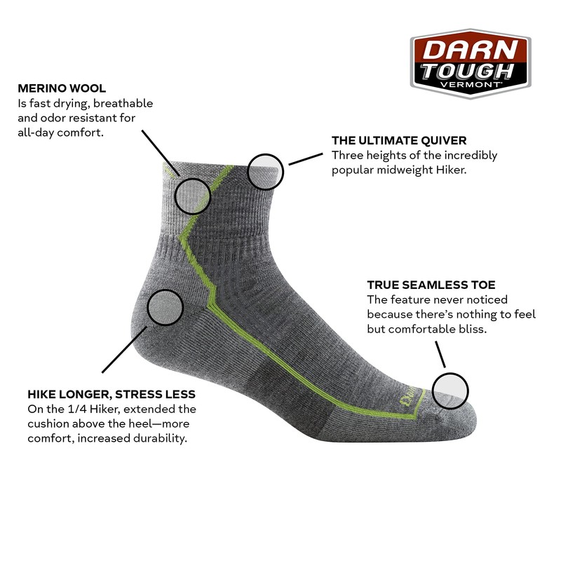 [Darn Tough] VERMONT Men's 1959 1/4 Sock Cushion 19441959 Onyx