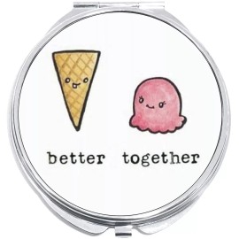 NewCharms Better Together Ice Cream Cone Compact with Mirrors - for Pocket or Purse