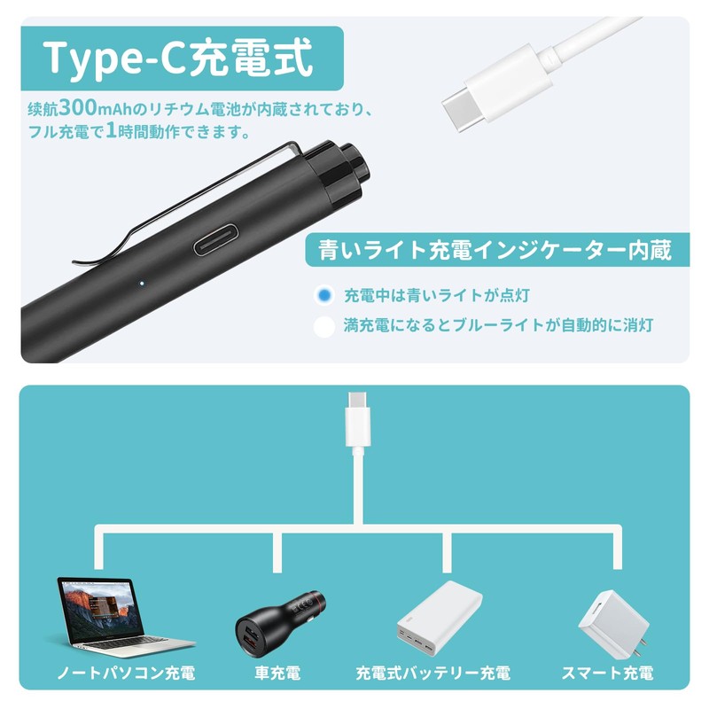 Watles ペンライト 瞳孔計 看護師グッズ 暖色光/白色光 Type-C充電式 軽い 壊れにくい 目、耳、鼻、喉などの検査 (ブラック)