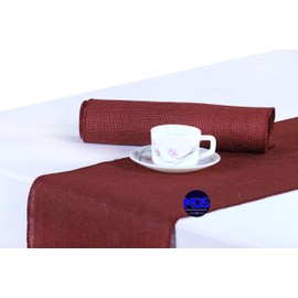 MDS 5 PCS 100% Natural Burlap Table Runners 12 x 108 Inch, Rustic Farmhouse Jute Country Vintage Boho Jute Burlap Roll for Wedding Home Indoor Outdoor Party Dinning Table Decoration - Maroon