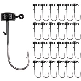 Ned Rig Fishing Jig Heads Baits Kit,25pcs Crappie Mushroom Jig Hooks for Soft Lures, 5 Colors 1/8oz 1/6oz (Black, 2.8g(1/10oz)-25pcs)
