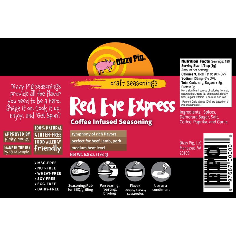 Dizzy Pig Red Eye Express Coffee-Infused Seasoning Rub (8oz Shaker)