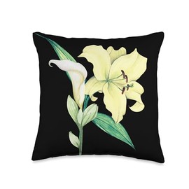 Vintage lily design for Mothers Day valentine Easter garden Throw Pillow