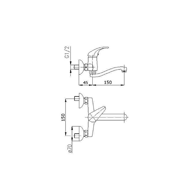 Wall-Mounted Single-Lever Mixer Tap with Spout Short 15 cm Chrome