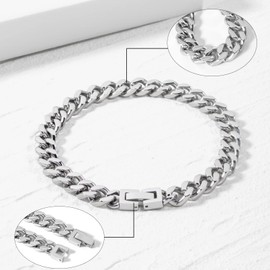Tuewut Stainless Steel 8mm Cuban Link Bracelet for Men/Women/Boy,Silver/18K Gold Plated 6/6.5/7/8/9 inch Fashion HIP HOP Jewelry Bracelet for Gifts