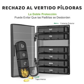 MXCOCO Organizador de Pastilla con Capacidad Grande para 7 Días y Porciones para Mañana Mediodía y Noche, Pastillero Semanal con 21 Rejillas Semanal y Caja Organizada Portátil para Viaje