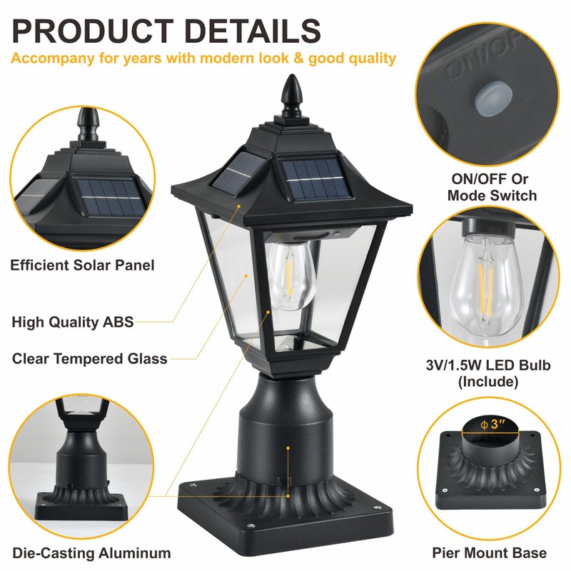 DARIISI 2 Pack Solar Post Lights, Motion Sensor Solar Lamp