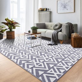 OHWPEAT Shaggy Area Rugs Cozy Soft Memory Foam Carpets, 6x9 FT Fluffy Rug for Living Room Bedroom Kids Room Nursery Home Decor, Washable Rugs, Non-Slip Backing Grey White Boys Girls Kids Rug