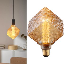 ESCENA Angular Aesthetics Series LED Decorative Light Bulb, Perfume Bottle Vintage Edison Bulb Dimmable 3.5W, E26, Unique Virtual Filament Vintage Light Bulbs, Amber Glass, 2000K Soft Warm, UL Listed