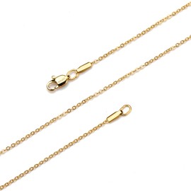 AmyRT Jewelry 1.2mm Titanium Steel Gold Cable Chain Necklaces for Women 24 in