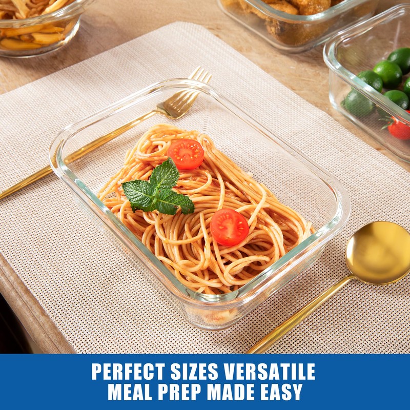BOROHOUSE 5-Pack Borosilicate Glass Containers with Tempered Lids, 35.2oz/4.4 Cup