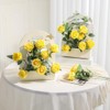 Ramo de rosas artificiales de seda con tallo largo para