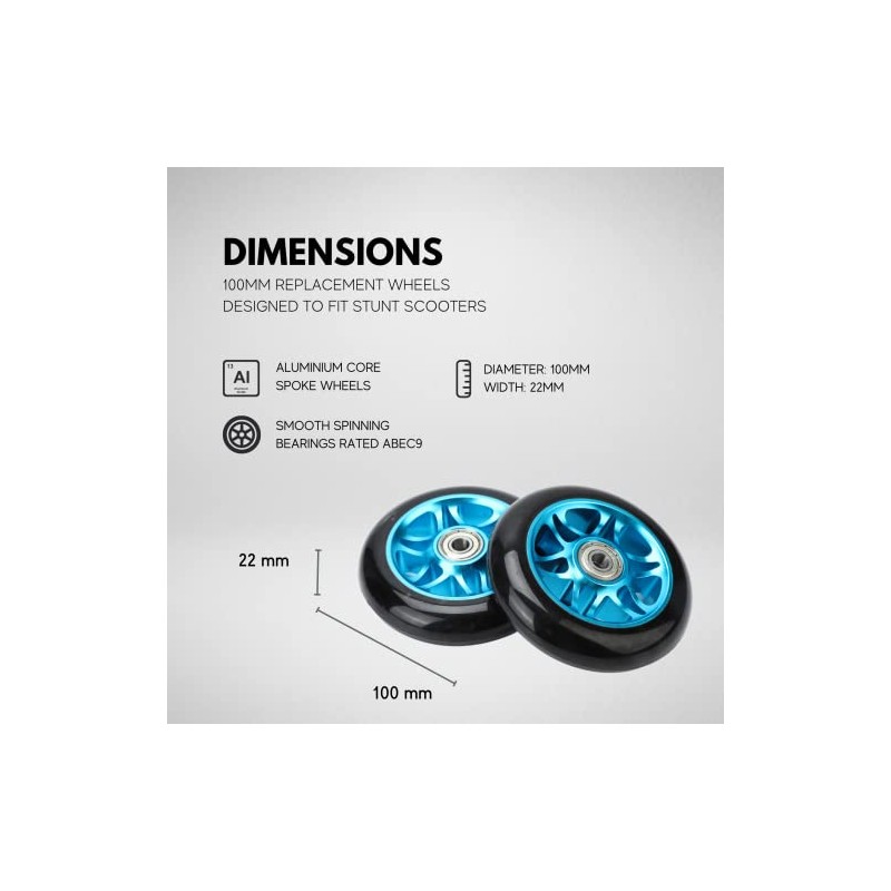 BOLDCUBE Stunt Scooter Wheels 100mm Pair - Pro Stunt Wheels