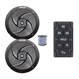 Pyle PLMRBTRK1 Marine Bluetooth Controller, 2x 5.25" 180W Speakers (Black), Wire