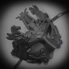 Men's Hercules Roman Warrior Venetian Masquerade Mask [Black]
