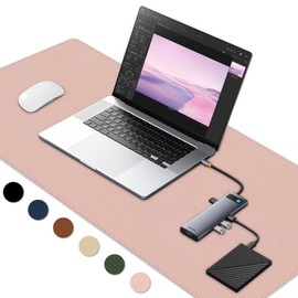 GOZOPO Desk Pad,Waterproof PU Leather Table Mat,Laptop Desk Pad,Non-Slip Desk Protector Mat for Office/Home (Pale Pink, 31.5" x 15.7")