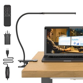 Mojimdo Mojimdo 77 LED Dimmable Desk Lamp with Remote [3 Colour Temperatures & 10 Brightness Levels] 40cm Flexible Gooseneck with USB Charger, Easy Clip on Reading Light, Led Table Lamp, Work Lamp for Home