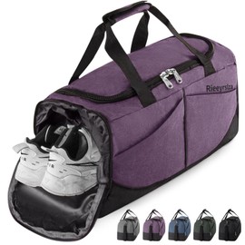 Rieeyrslza Sports Bag with Shoe Compartment Travel Bag for Men and Women, purple 40l, Sports and leisure