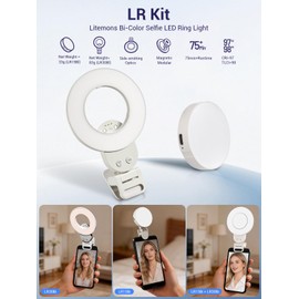 GODOX Litemons CRI97 TLCI98 LR Kit, LED Ring Light, 2800K-6500K, Small, Selfie Light, Video Light, Clip Type, Smartphone, Laptop, Actress Light, Mobile Clip Included, 5 Brightness Adjustment, Suitable