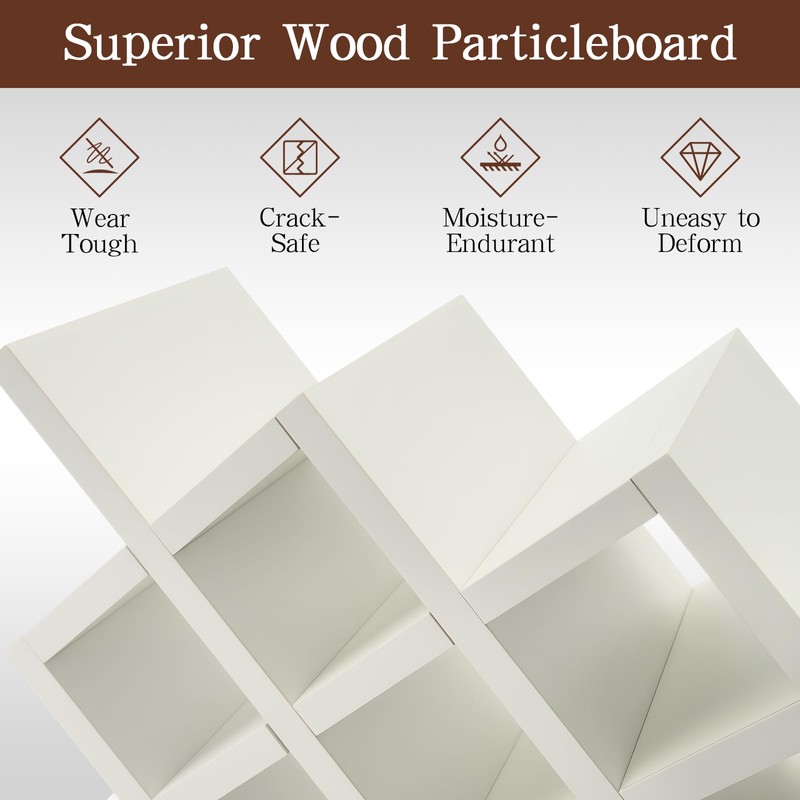 White Wine Rack for 10-Bottle, Wooden Wine Display Rack, Countertop