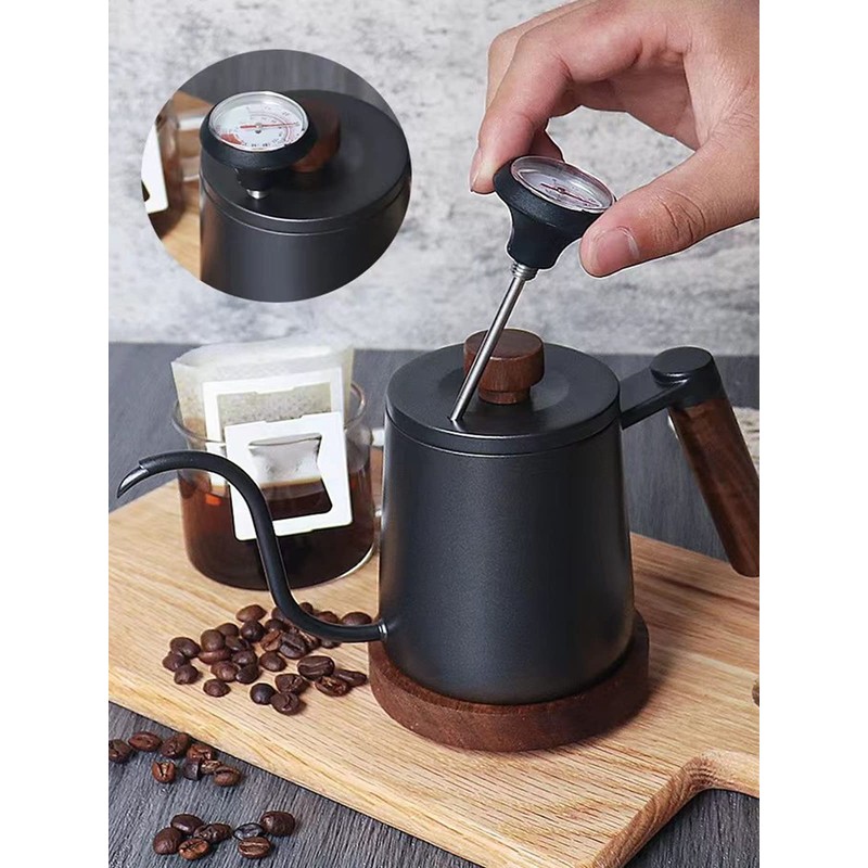 SOVIFKI Coffee Drip Pot, Graduated Drip Pot, Walnut Wood Handle