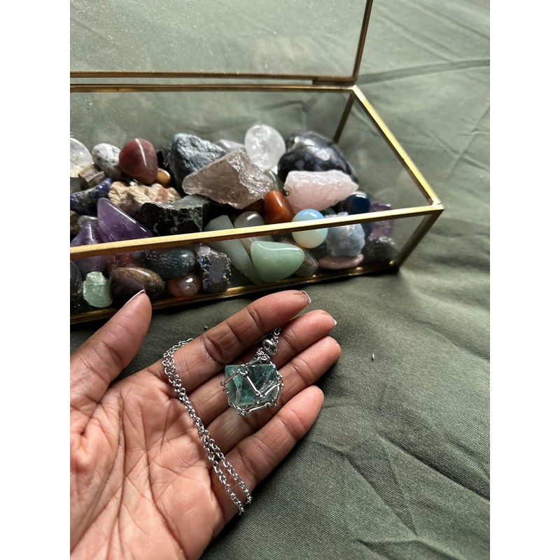 Crystal Holder Necklace Cage for Stone Adjustable Natural Crystal Cage