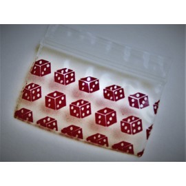 200-1 1/4" w X 3/4" h +20 Free Red Dice Printed Mini-ZipL. Bags @ $ 6.99 w/