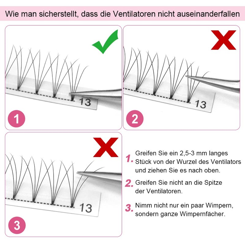 Ready-To-Use Fan Eyelash Extensions, Short Stem Volume Eyelashes, 0.10 C
