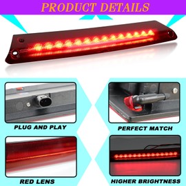 KEEGTBOX High Mount Stop Lamp LED Third Brake Light Compatible with 2014-2017 Ford Focus Hatchback and 2011-2018 Ford Fiesta Hatchback Rear Center LED 3rd Brake light Replacement