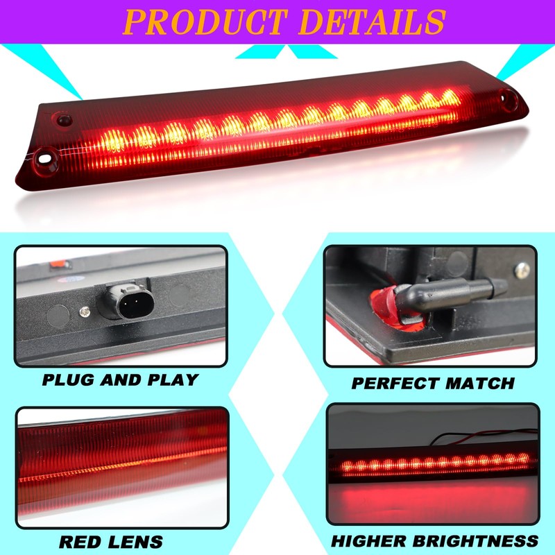KEEGTBOX High Mount Stop Lamp LED Third Brake Light Compatible