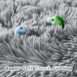 junovo Washable, Non-Slip Area Rug, Ultra Soft Area Rugs 4x5.3 Feet Fluffy Carpets for Bedroom Kids Girls Boys Baby Living Room Shaggy Floor Nursery Rug Home Bedroom Mats, Grey