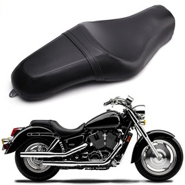 Motorcycle Seats - Front Driver Rear Passenger Two Up Leather Seat Cushion Compatible With Harley Sportster 883 1200 2005-2019 Iron 883 2009-2021 Forty Eight And More (Black)