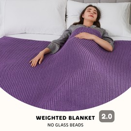 L'AGRATY Knitted Weighted Blanket - 50"x60" 10lbs Cooling Chunky Knit Heavy Blanket for Adults Braided Crochet Throw Thick Cable Yarn Knit Decorative Blanket No Beads Evenly Weighted Machine Washable