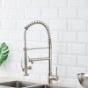 Commercial Single Handle Kitchen Sink Faucet with Pull-Down Sprayer Brushed