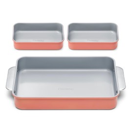 Caraway Nonstick Rectangle Baking Pan Set – 2x 9" x 6.5" & 1x 9" x 13" - Non-Toxic, PTFE & PFOA Free – Aluminized Steel Core – Deep Ceramic Baking Pan for Casseroles, Lasagna & More - Perracotta