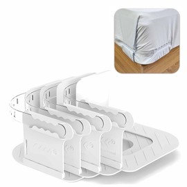 Bed Sheet Holder – Premium Lock Fitted Sheet Holder, Heavy-Duty Bed Sheet Fasteners, Secure Corner Straps for All Mattress Sizes, Easy to Install (White)