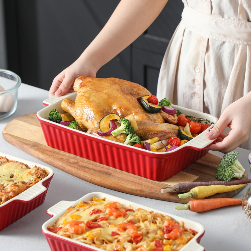 Bakeware Set of 4, MALACASA Porcelain Baking Pans Set for